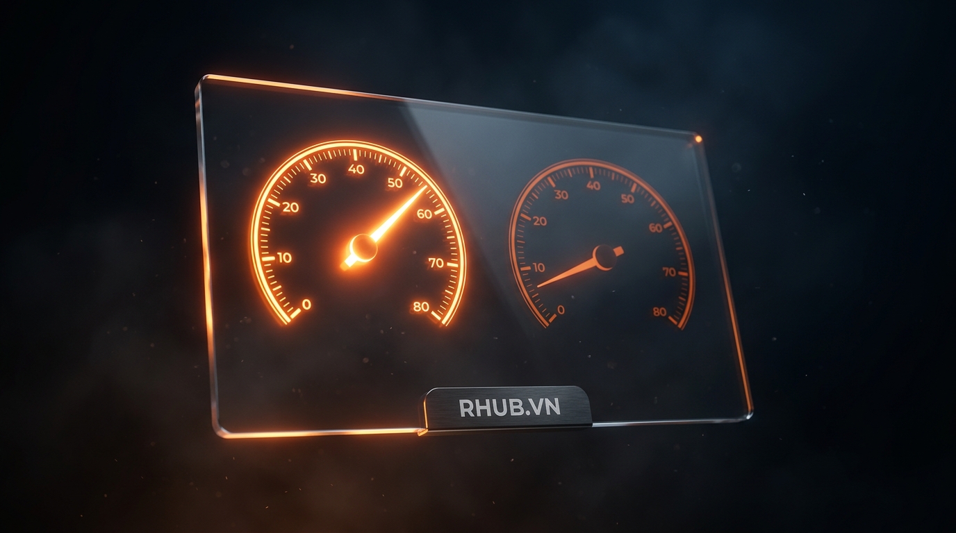 Bảng dashboard với hai đồng hồ đo tỷ lệ phản hồi, một cao sáng một thấp mờ